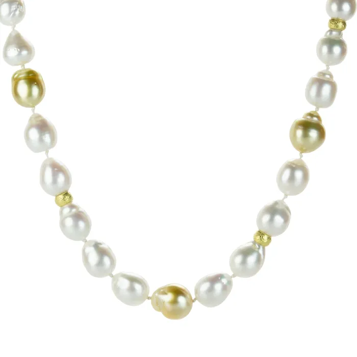 18k White and Golden South Sea Pearl Necklace Barbara Heinrich Necklaces 18k White and Golden South Sea Pearl Necklace Barbara Heinrich Necklaces
