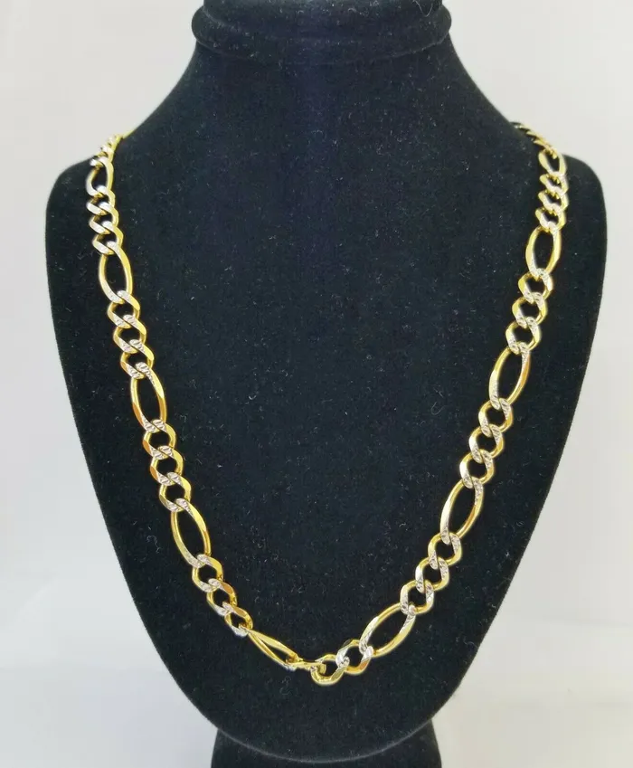 22 Real 14K Yellow Gold Figaro Link Chain 6mm Necklace Diamond Cut Lobster Globalwatches10 Necklaces 22 Real 14K Yellow Gold Figaro Link Chain 6mm Necklace Diamond Cut Lobster Globalwatches10 Necklaces