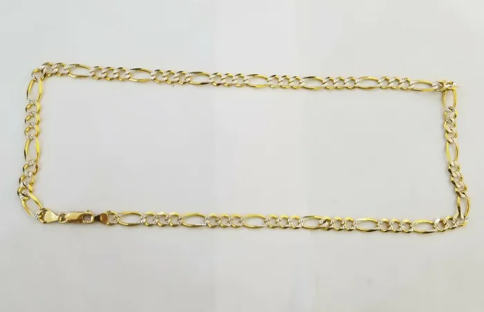 22 Real 14K Yellow Gold Figaro Link Chain 6mm Necklace Diamond Cut Lobster Globalwatches10 Necklaces