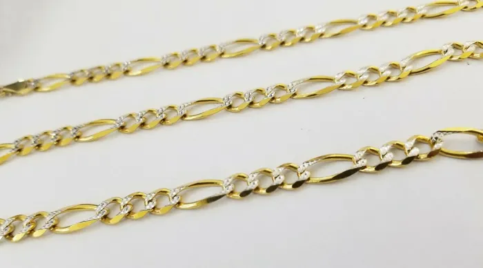 22 Real 14K Yellow Gold Figaro Link Chain 6mm Necklace Diamond Cut Lobster Globalwatches10 Necklaces