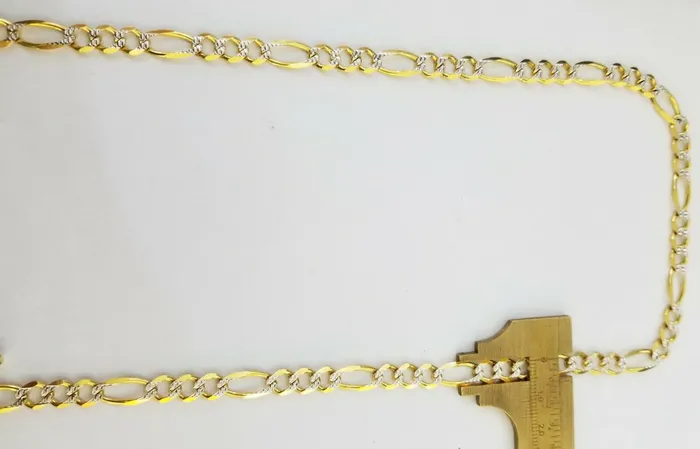 22 Real 14K Yellow Gold Figaro Link Chain 6mm Necklace Diamond Cut Lobster Globalwatches10 Necklaces