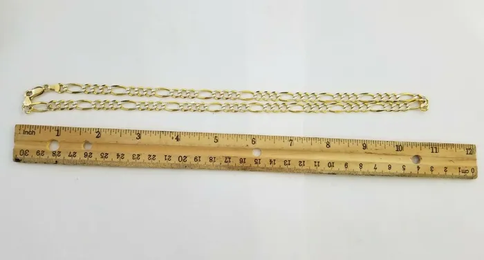 22 Real 14K Yellow Gold Figaro Link Chain 6mm Necklace Diamond Cut Lobster Globalwatches10 Necklaces