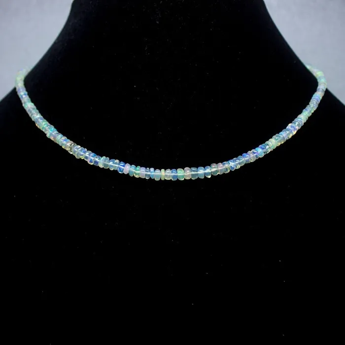 Beads Supplies USA Ethiopian Opal Smooth Rondelle Beads Gold Vermeil Necklace 18 3mm 4mm Necklaces
