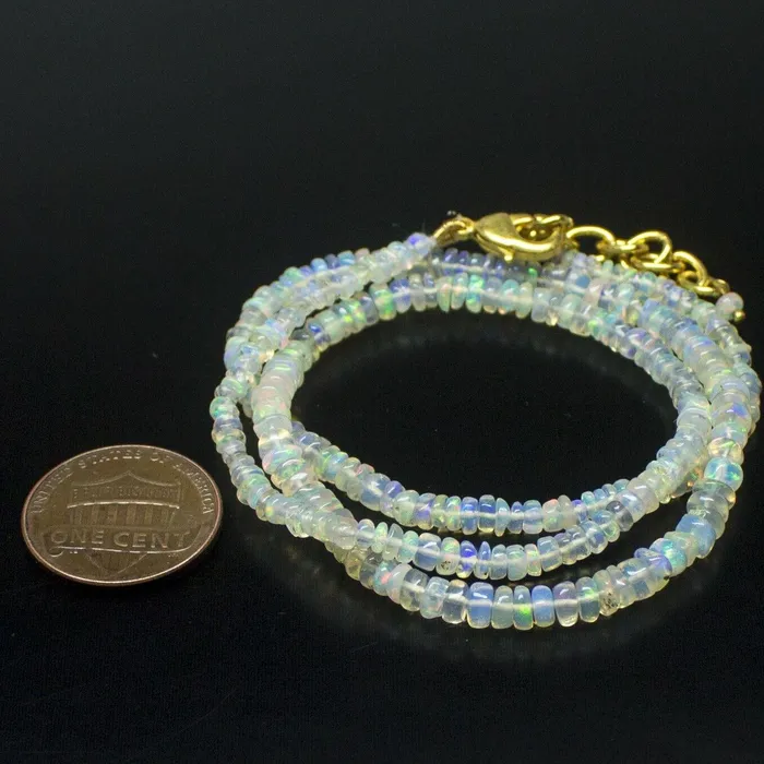 Beads Supplies USA Ethiopian Opal Smooth Rondelle Beads Gold Vermeil Necklace 18 3mm 4mm Necklaces