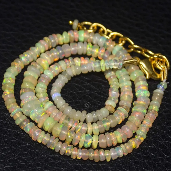 Beads Supplies USA Natural Ethiopian Welo Opal Gold Plated Smooth Rondelle Necklace 5mm 3mm 165 Necklaces Beads Supplies USA Natural Ethiopian Welo Opal Gold Plated Smooth Rondelle Necklace 5mm 3mm 165 Necklaces