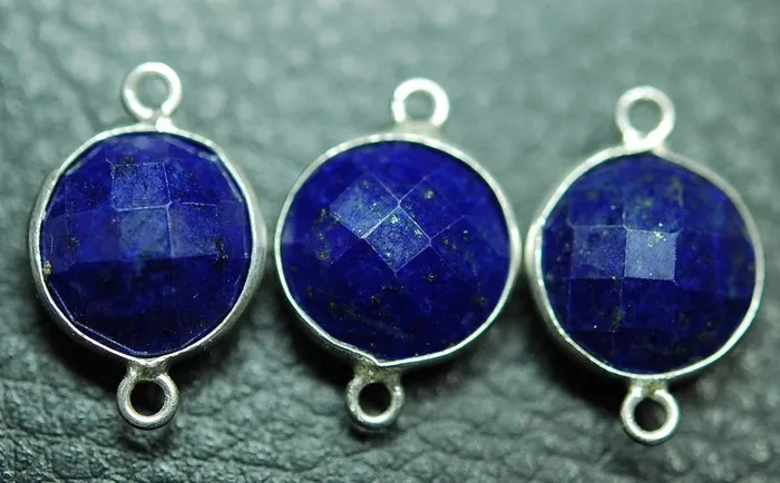 Beads Supplies USA Necklaces 925 Sterling Silver Lapis Lazuli Faceted Coins Shape Connector Pendant 7 Piece Of 23mm Beads Supplies USA Necklaces 925 Sterling Silver Lapis Lazuli Faceted Coins Shape Connector Pendant 7 Piece Of 23mm