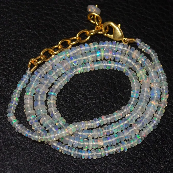 Beads Supplies USA Welo Ethiopian Opal Rondelle Gold Plated Gemstone Beads Necklace 20 25mm 5mm Necklaces Beads Supplies USA Welo Ethiopian Opal Rondelle Gold Plated Gemstone Beads Necklace 20 25mm 5mm Necklaces