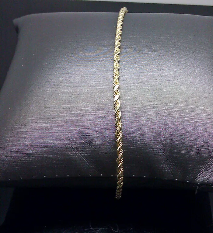 Bracelets Gold and Diamond 10K Yellow Gold Rope Anklet 9 Inch Long 25mm Chain Bracelet 10k anklet