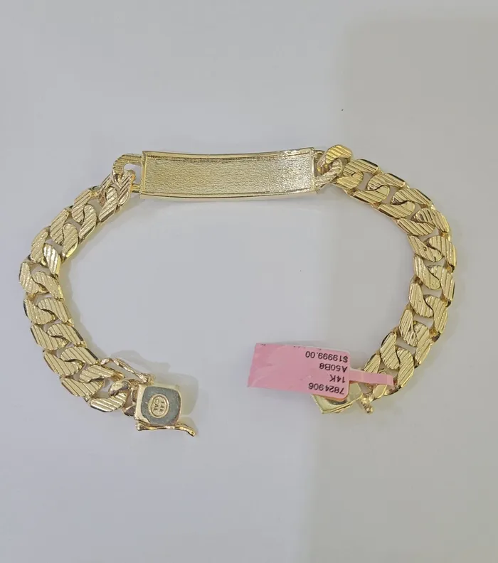 Bracelets Gold and Diamond 14K REAL ID Bracelet Solid Miami Cuban Link 11mm 85 inches 14kt Yellow Gold