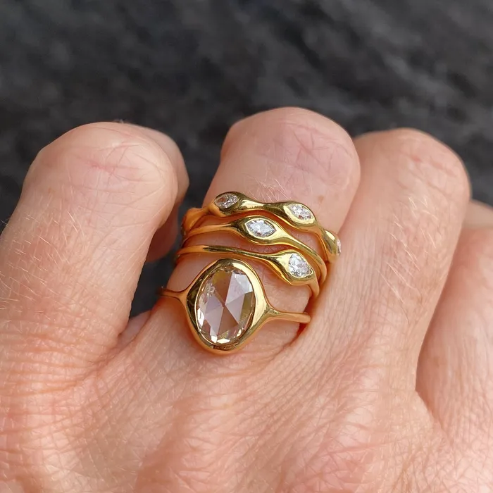 Diana Mitchell Rings 18k Oval Rose Cut Diamond Ring Diana Mitchell Rings 18k Oval Rose Cut Diamond Ring