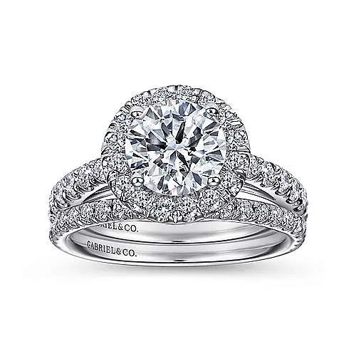 Earrings Gabriel Co 14kt White Gold Diamond Halo Semi Mount
