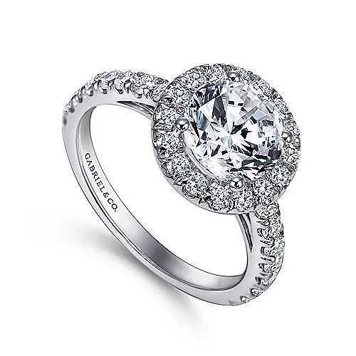 Earrings Gabriel Co 14kt White Gold Diamond Halo Semi Mount