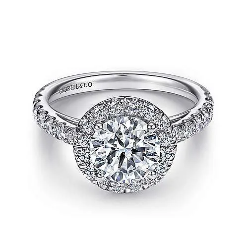 Earrings Gabriel Co 14kt White Gold Diamond Halo Semi Mount