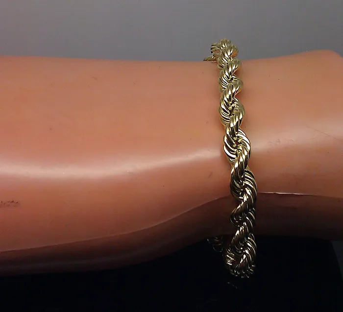Globalwatches10 Bracelets 10K Mens Yellow Gold Rope Bracelet 6mm 75 Inches LOBSTER LOCK