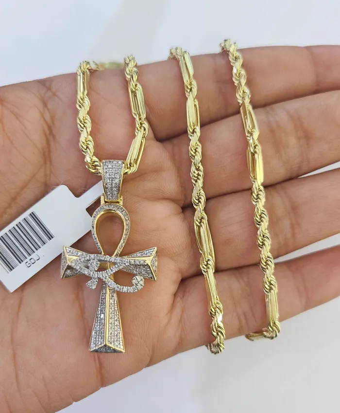 Globalwatches10 Necklaces 10k Milano Rope Chain Diamond Evil Eye Cross Charm Necklace SET 3mm 1824 Globalwatches10 Necklaces 10k Milano Rope Chain Diamond Evil Eye Cross Charm Necklace SET 3mm 1824