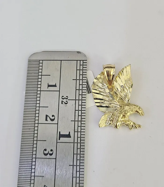 Gold and Diamond Necklaces 10k Gold Cuban Curb Chain Eagle Charm Solid 4mm 1828 SET Necklace Pendant
