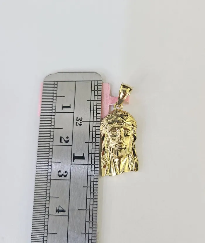 Gold and Diamond Necklaces Real 14k Rope Chain Jesus Head Charm Set Yellow Gold 3mm 1830 Necklace Pendant
