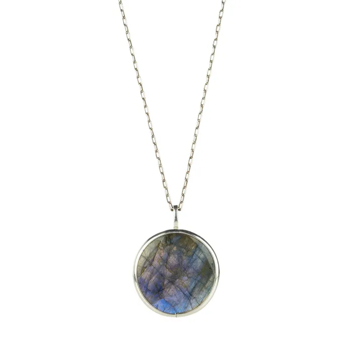 Joseph Brooks Necklaces Round Labradorite Pendant Necklace Joseph Brooks Necklaces Round Labradorite Pendant Necklace