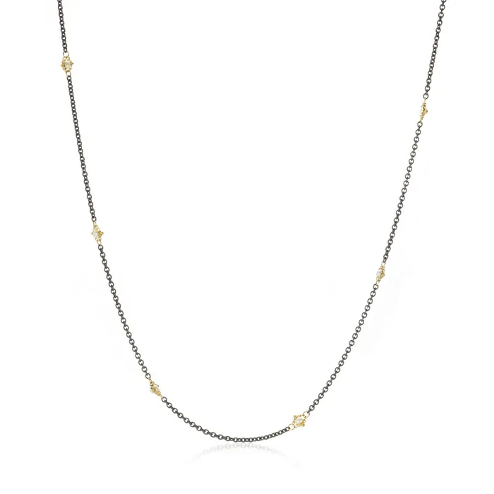 Necklaces Amali Mixed Metal Textile Pearl Station Necklace