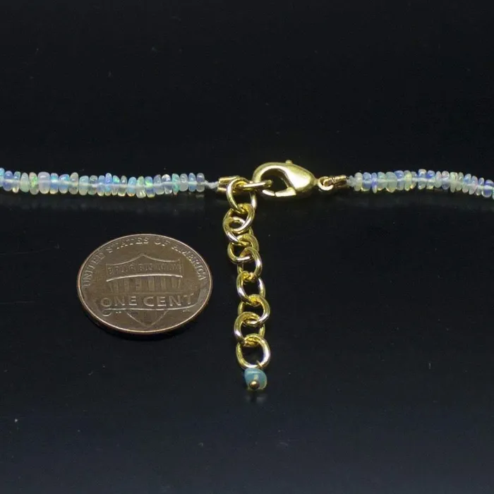 Necklaces Beads Supplies USA Ethiopian Opal Smooth Rondelle Beads Gold Vermeil Necklace 18 3mm 4mm