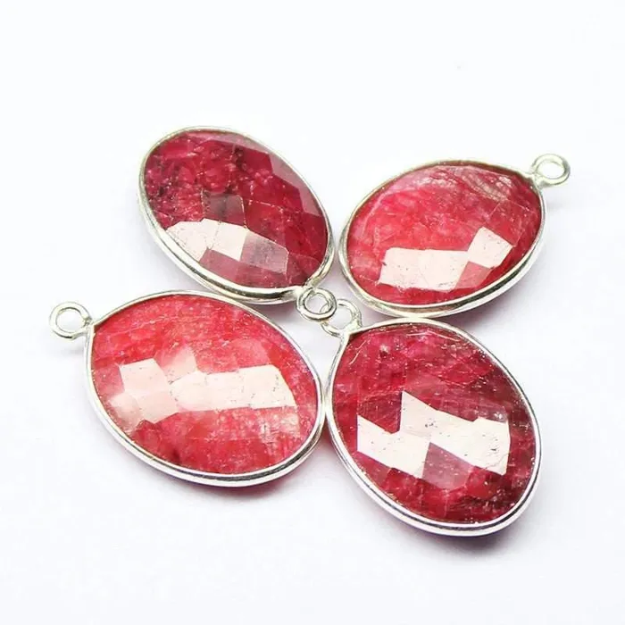 Necklaces Beads Supplies USA Natural Dyed Red Ruby 925 Sterling Silver Oval Shape Charm Pendant Bezel 2pc 21mm Necklaces Beads Supplies USA Natural Dyed Red Ruby 925 Sterling Silver Oval Shape Charm Pendant Bezel 2pc 21mm