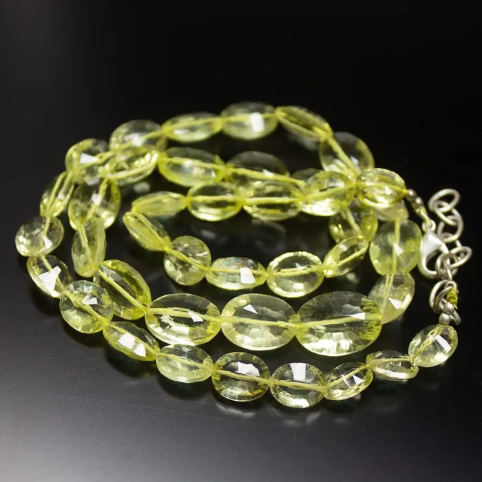 Necklaces Beads Supplies USA Ready to wear 20 inch 915mm Lemon Quartz Laser Cut Oval Beaded Necklace Quartz Beads Necklaces Beads Supplies USA Ready to wear 20 inch 915mm Lemon Quartz Laser Cut Oval Beaded Necklace Quartz Beads