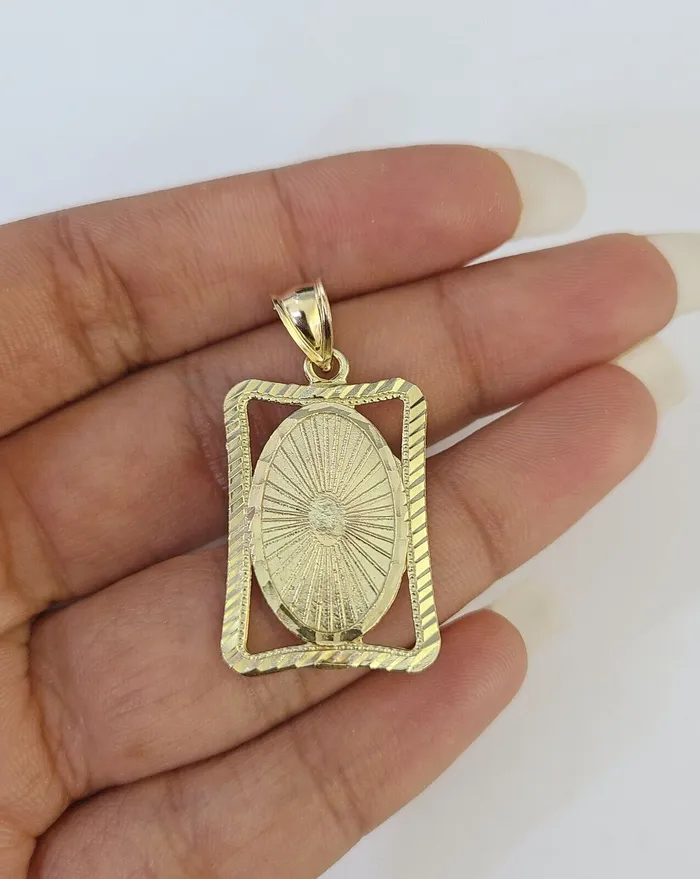 Necklaces Globalwatches10 10k Miami Cuban Chain Virgin Mary Charm Set 4mm 1828 Necklace Yellow Gold