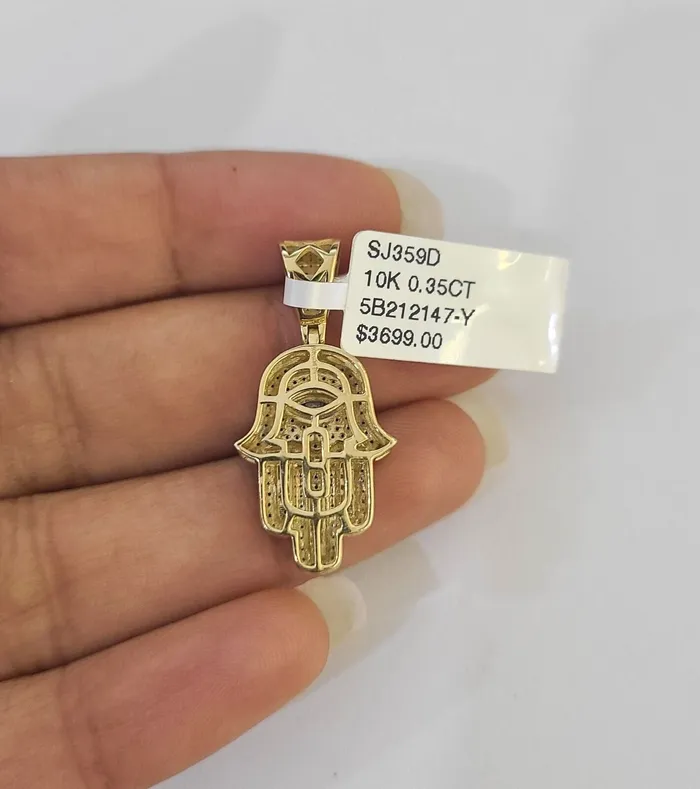 Necklaces Globalwatches10 Real 10k Milano Rope Chain Diamond Hamsa Charm Necklace SET 3mm 18 20 22 24