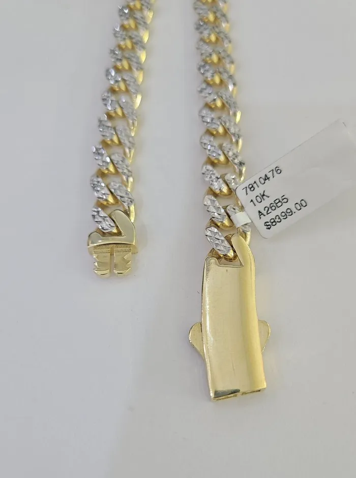 Necklaces Globalwatches10 Real 10k Royal Monaco Chain 8mm Diamond Cut 22 inches Yellow Gold Necklace