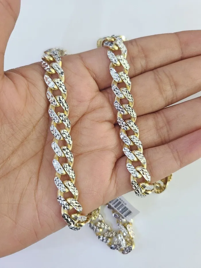 Necklaces Globalwatches10 Real 10k Royal Monaco Chain 8mm Diamond Cut 22 inches Yellow Gold Necklace