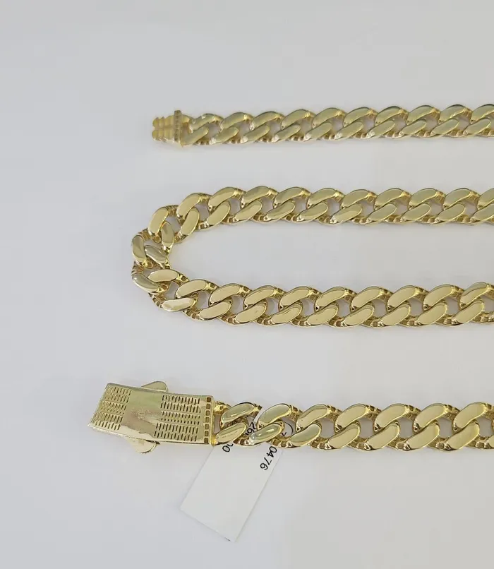 Necklaces Globalwatches10 Real 10k Royal Monaco Chain 8mm Diamond Cut 22 inches Yellow Gold Necklace