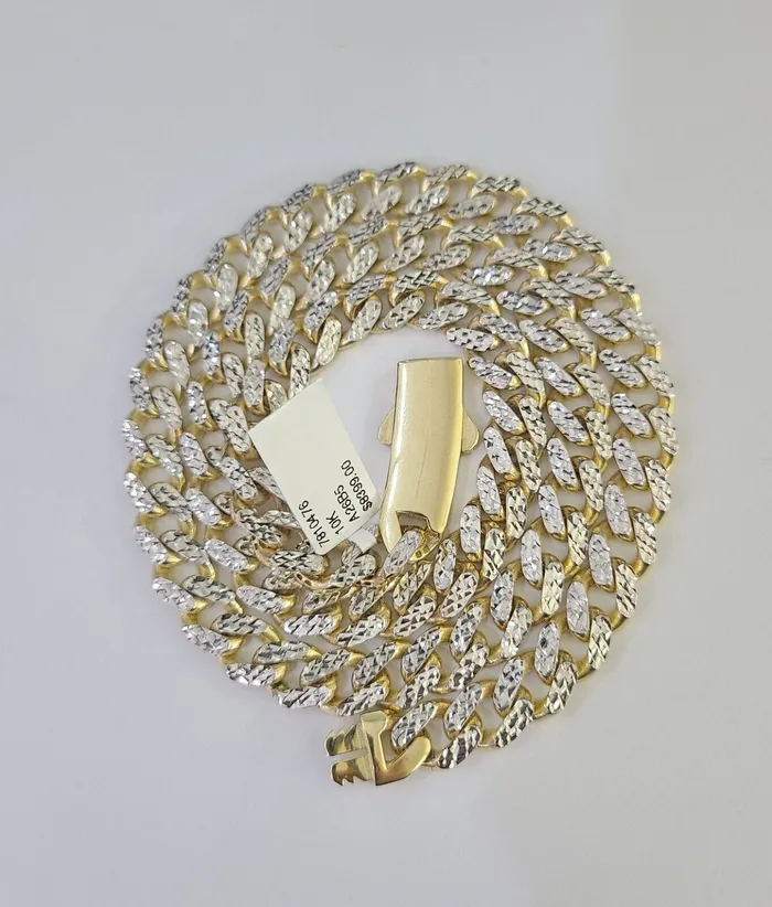 Necklaces Globalwatches10 Real 10k Royal Monaco Chain 8mm Diamond Cut 22 inches Yellow Gold Necklace