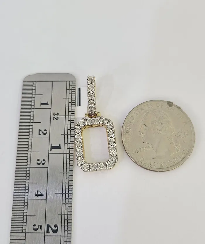 Necklaces Gold and Diamond 10K Franco Chain Diamond O Pendant Initial Charm Letter Necklace 1824 15mm
