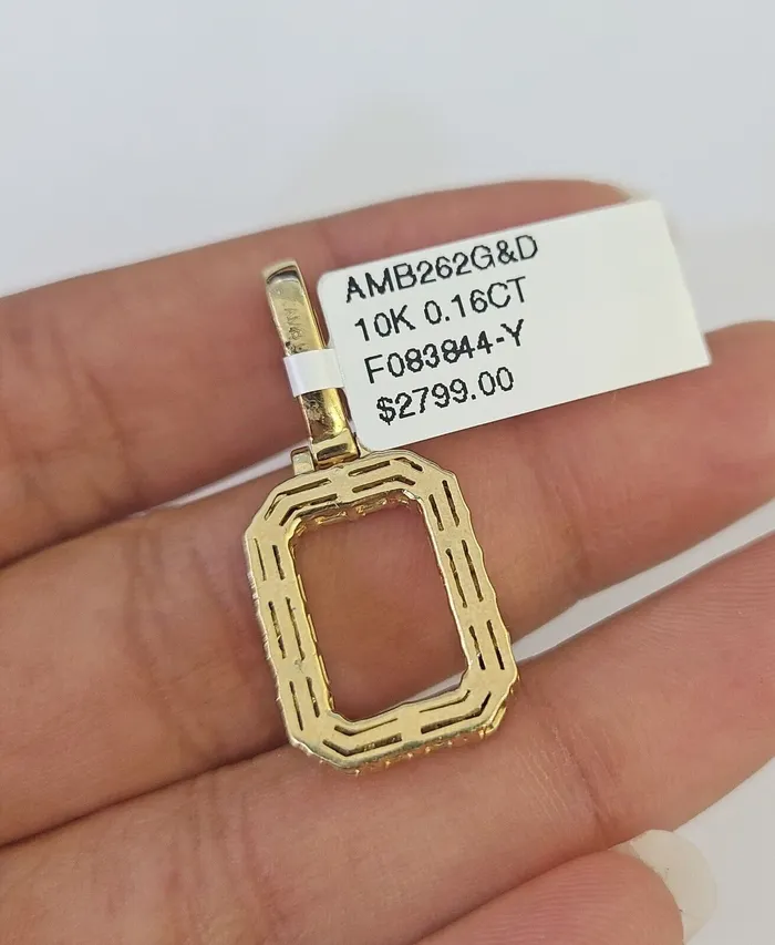 Necklaces Gold and Diamond 10K Franco Chain Diamond O Pendant Initial Charm Letter Necklace 1824 15mm