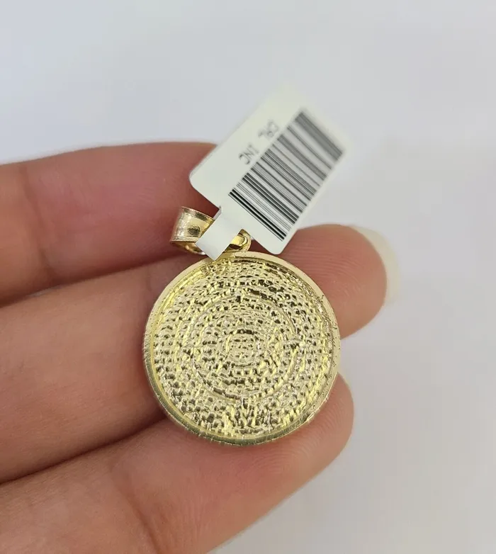 Necklaces Gold and Diamond 10k Solid Rope Chain Mayan Calendar Pendant Charm Necklace 1824 SET 2mm
