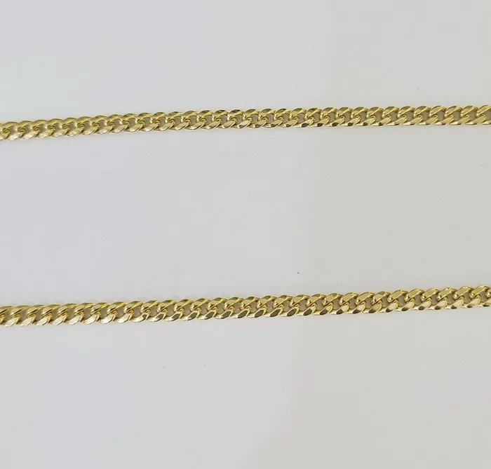 Necklaces Gold and Diamond Real 10k Yellow Gold Chain Cross Charm Pendant Set Miami Cuban Link Necklace 4mm
