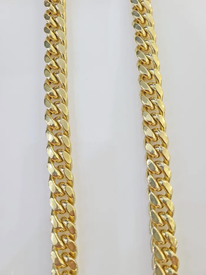 Necklaces Gold and Diamond Real 14k Gold Miami Cuban Link Chain Necklace 10mm 22 Box lock 14kt Yellow Gold