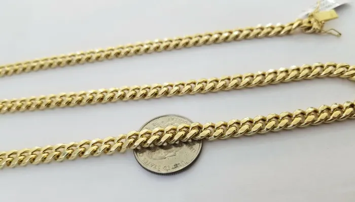 Necklaces Gold and Diamond Real 14K Yellow Gold Miami Cuban Link Chain Necklace 7mm 24 Inch 14kt Box Lock