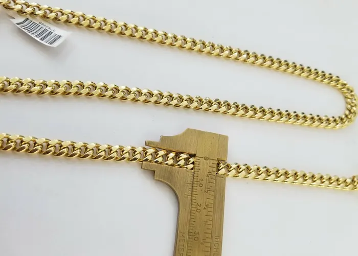 Necklaces Gold and Diamond Real 14K Yellow Gold Miami Cuban Link Chain Necklace 7mm 24 Inch 14kt Box Lock