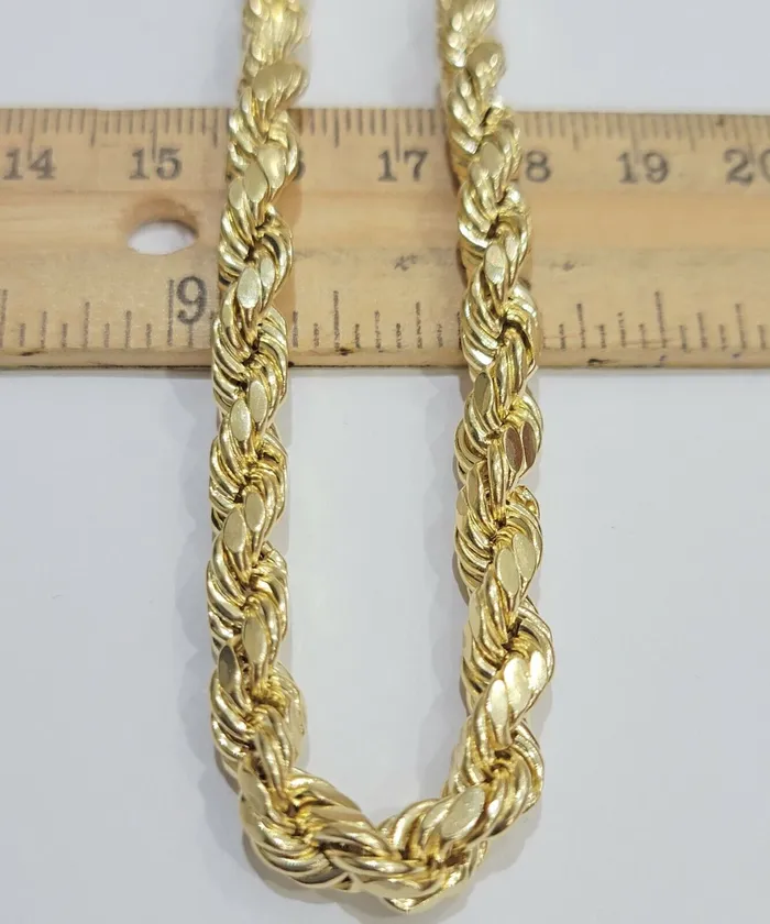 Necklaces Gold and Diamond Solid 10k Yellow Gold 28 Inch Chain Necklace 7mm Real Gold 10kt Heavy