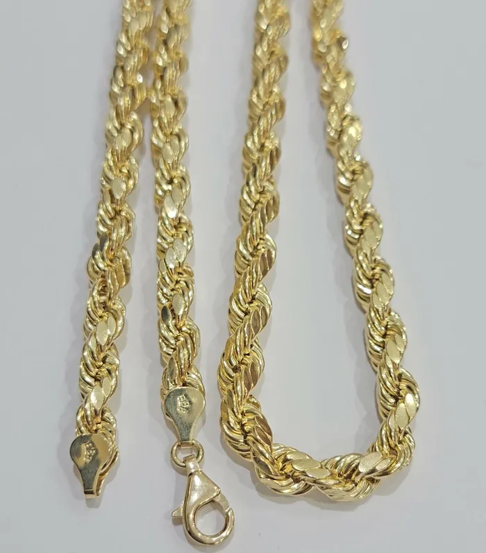 Necklaces Gold and Diamond Solid 10k Yellow Gold 28 Inch Chain Necklace 7mm Real Gold 10kt Heavy