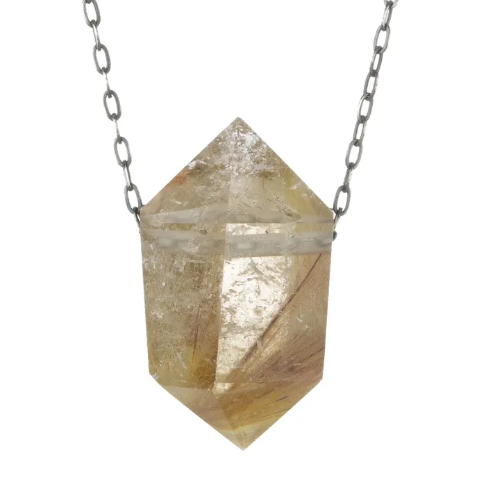 Necklaces Joseph Brooks Natural Gold Rutile Quartz Crystal Necklace