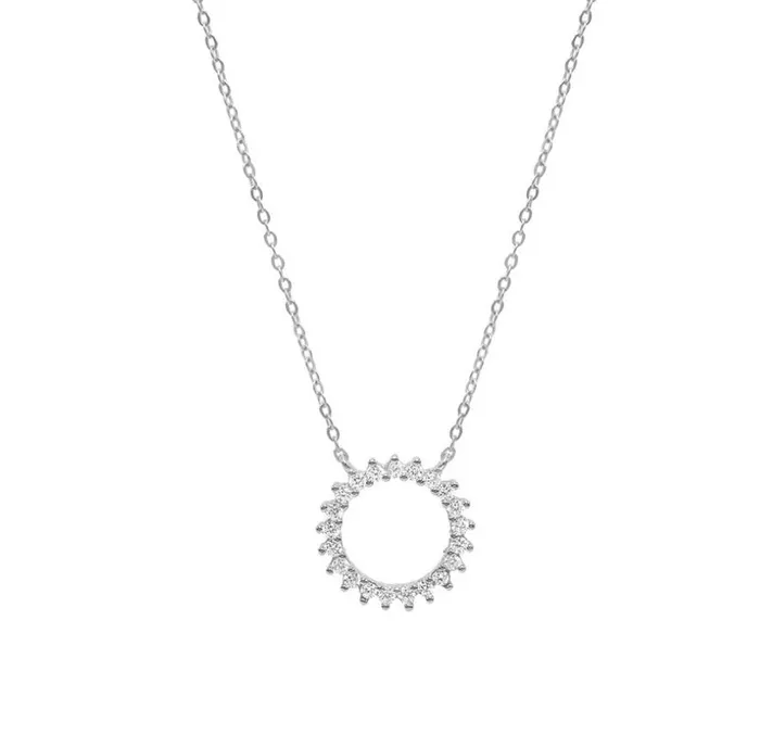 Necklaces Sophiareneboutique Sterling Silver Circle CZ Necklace