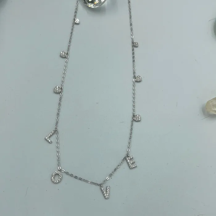 Necklaces Sophiareneboutique Sterling Silver Cz Love Necklace