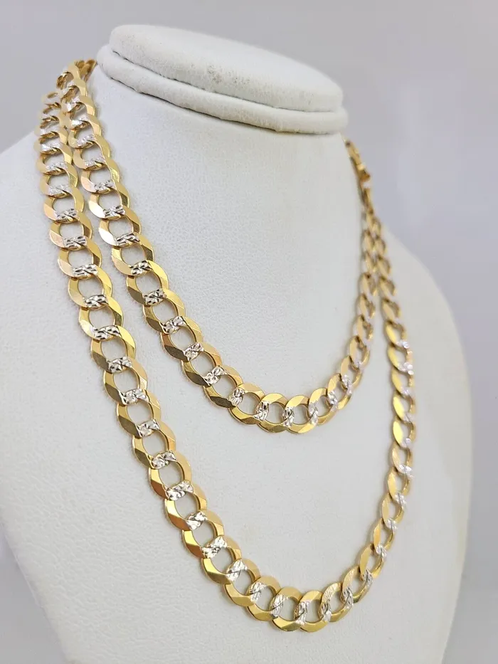 Real 10k Cuban Curb Link Chain 7mm 24 Gold Diamond cut Necklace Genuine Gold and Diamond Necklaces Real 10k Cuban Curb Link Chain 7mm 24 Gold Diamond cut Necklace Genuine Gold and Diamond Necklaces