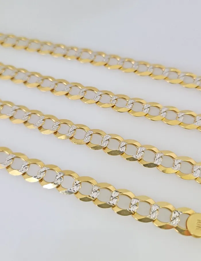 Real 10k Cuban Curb Link Chain 7mm 24 Gold Diamond cut Necklace Genuine Gold and Diamond Necklaces