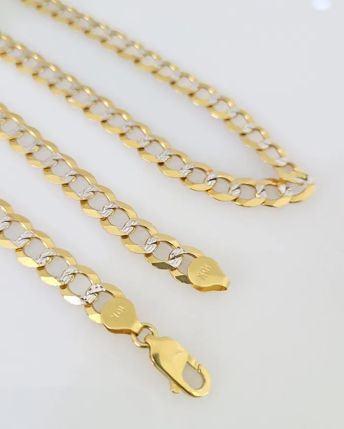 Real 10k Cuban Curb Link Chain 7mm 24 Gold Diamond cut Necklace Genuine Gold and Diamond Necklaces