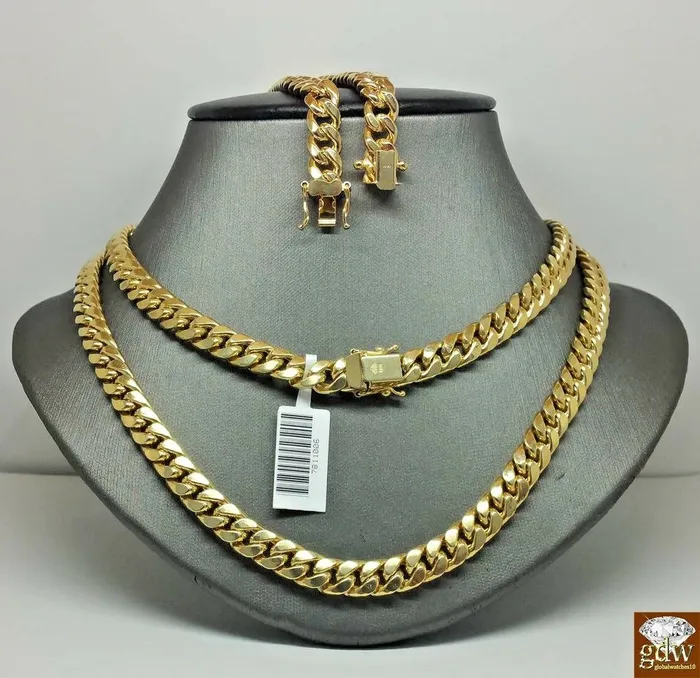 Real 10K Gold Chain 7mm Miami Cuban Necklace 22 inch 10KT Yellow 100 Authentic Gold and Diamond Necklaces Real 10K Gold Chain 7mm Miami Cuban Necklace 22 inch 10KT Yellow 100 Authentic Gold and Diamond Necklaces