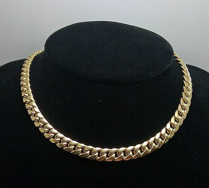 Real 10K Gold Chain 7mm Miami Cuban Necklace 22 inch 10KT Yellow 100 Authentic Gold and Diamond Necklaces