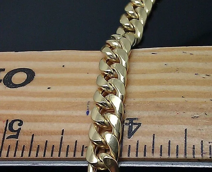Real 10K Gold Chain 7mm Miami Cuban Necklace 22 inch 10KT Yellow 100 Authentic Gold and Diamond Necklaces